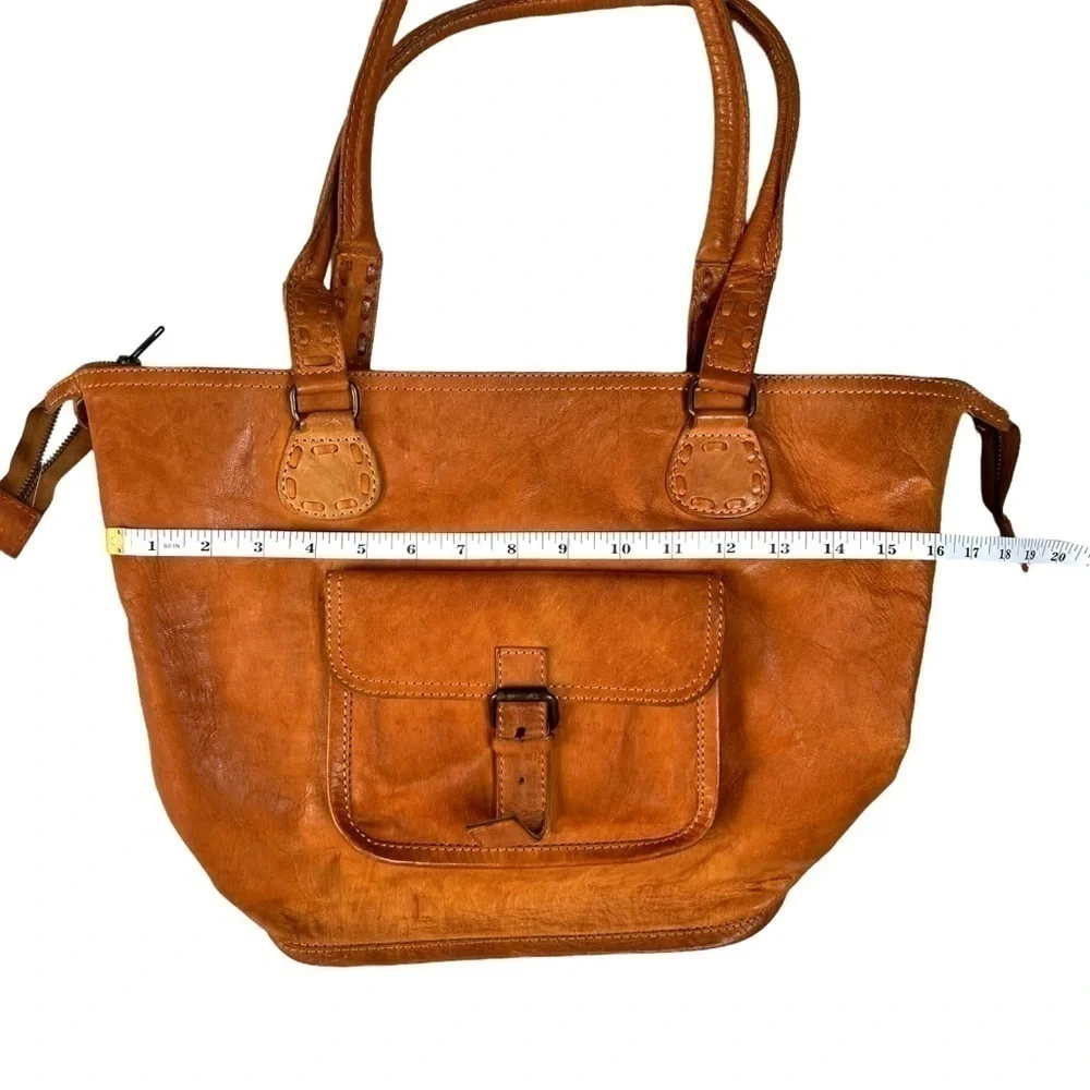 Noonday Collection Rustic Leather Artisan Bohemian Hobo Tote Purse Made In India
